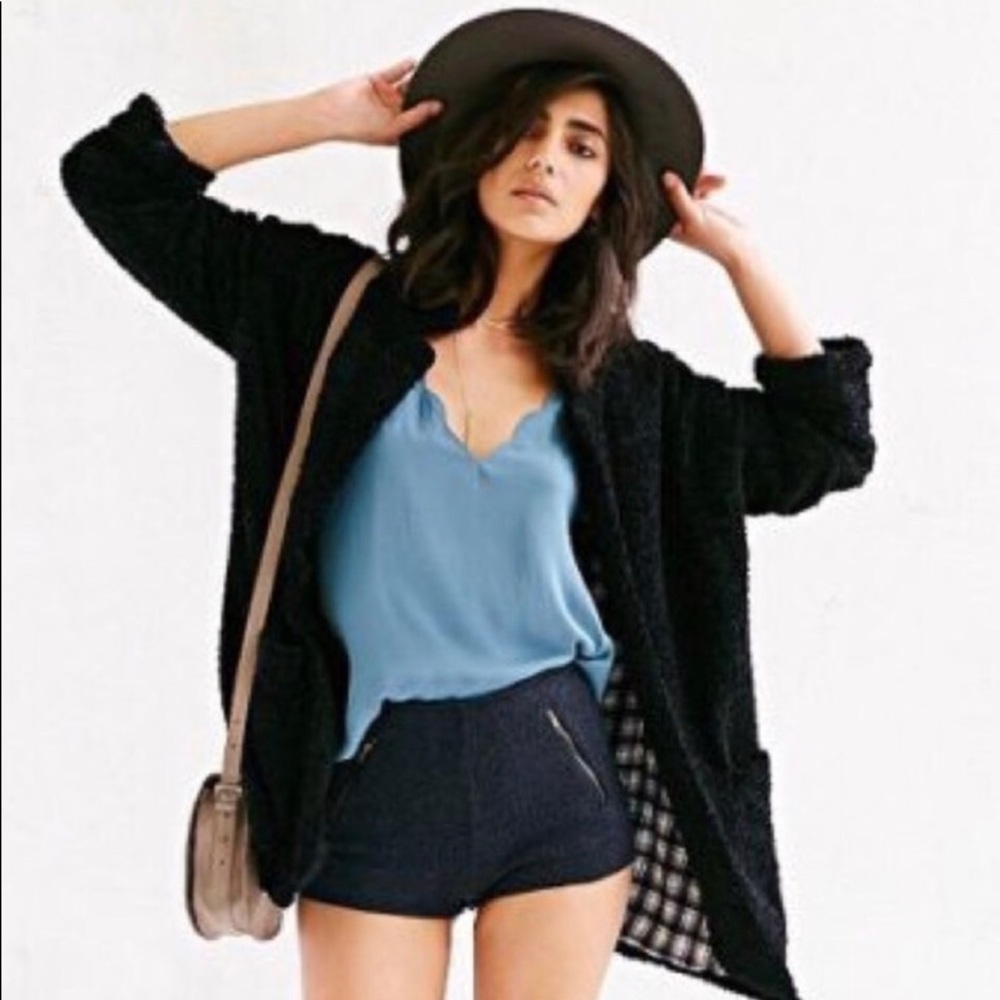 MINKPINK Harajuku Black Long Fuzzy Coat